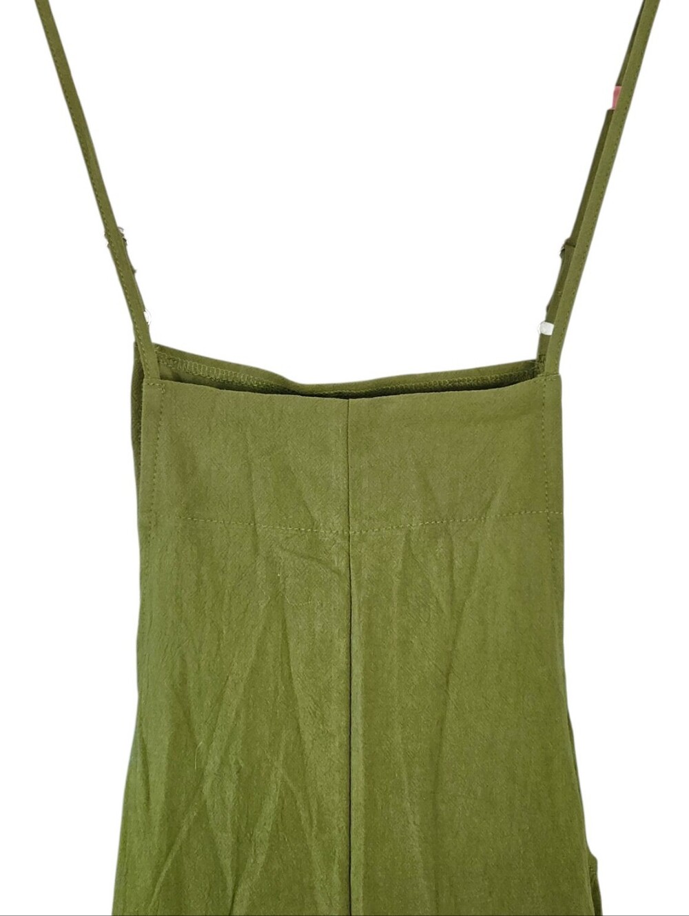 NEW Lightweight Boho Army Green Wide Leg Jumpsuit Adj Skinny Straps Pockets MED - Picture 5 of 13